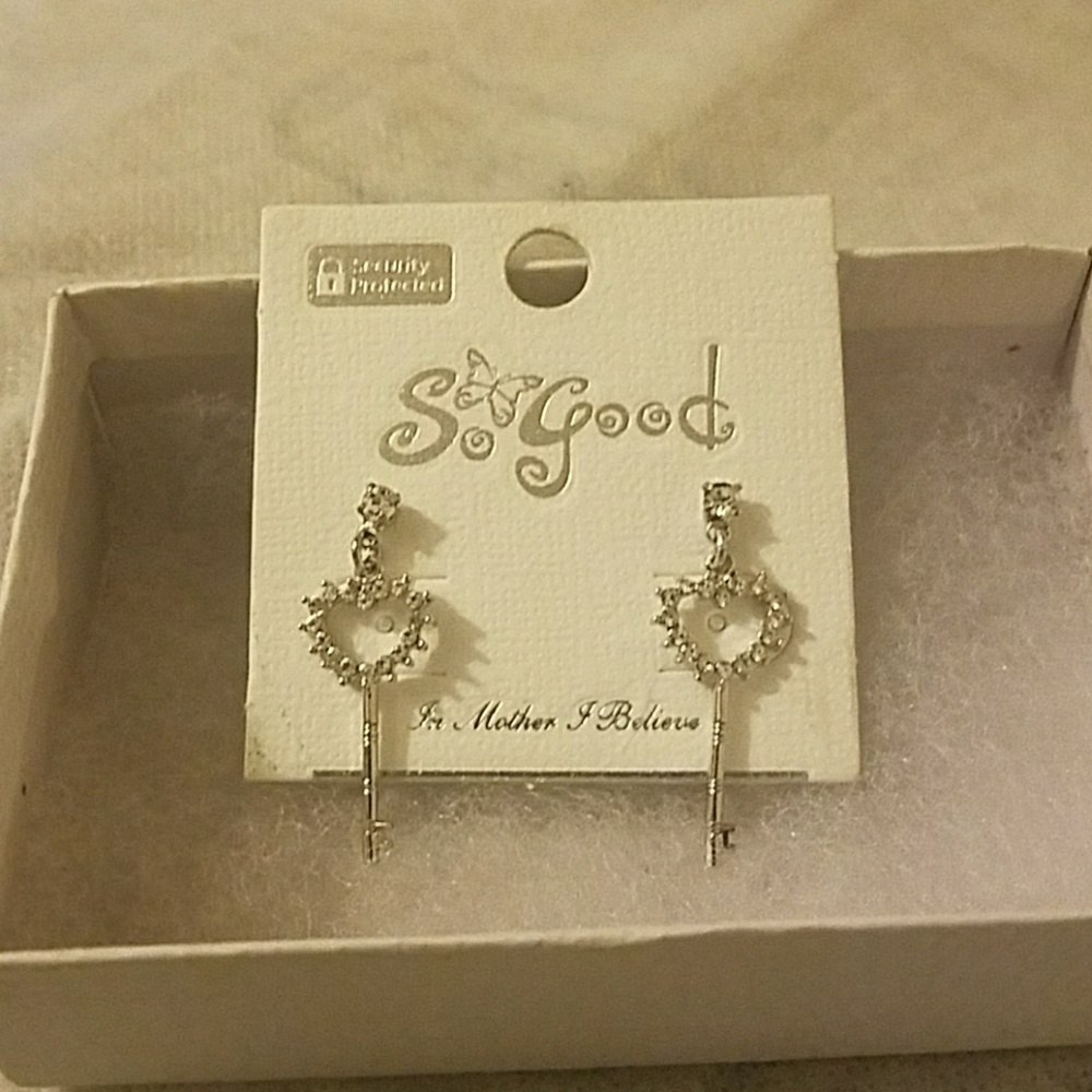 So Good Cubic Zirconia Key Earrings